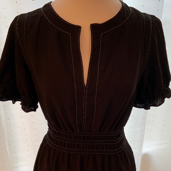 Max Studio Black Midi Dress with Ruffle Sleeves